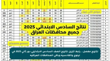 نتائج مفصل.. رابط تنزيل نتائج الصف السادس الابتدائي دور ثاني 2025 في نينوى والقادسية وباقي المحافظات العراقية